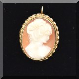 J030. 14K yellow gold cameo pendant. 1.5” - $165